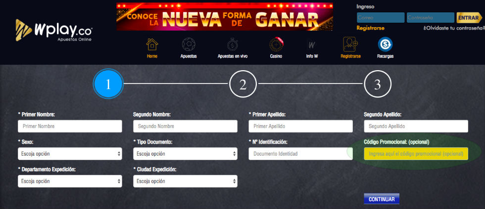 código de bono Wplay