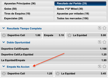 Qué significa empate no acción - Mercado de apuesta